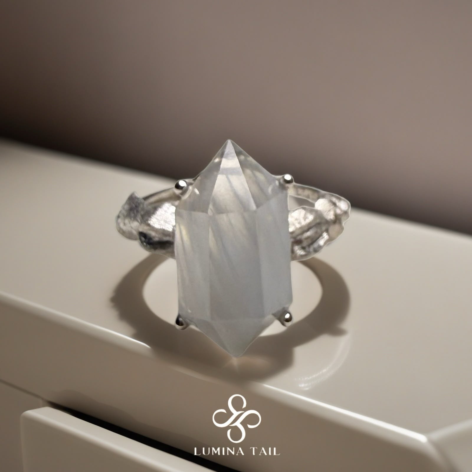 Blue Rabbit Hair Crystal Rings (Power)